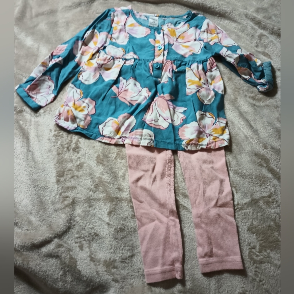 Carter's 2T Floral Teal and Pink Kids Matching Set